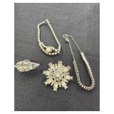 Vtg. Rhinestone Brooches & Bracelets