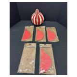 5- 9" Red, Cream, & Glitter Hanging Ornaments