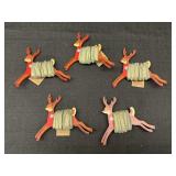 5 Deer-Shaped Wooden Thread Spools