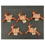 5 Deer-Shaped Wooden Thread Spools