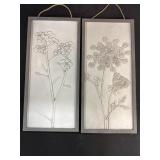 (2) Wood Frame Wall Hangings - floral