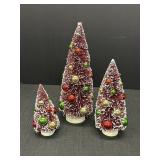 3- 6-12" Bottle Brush Trees w/ Ornaments