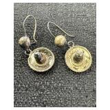 Sterling 925 Sombrero Hat Dangle Earrings