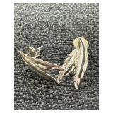 Pair of Sterling Double Feather Stud Earrings