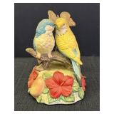 Parakeet music box w/animated butterfly when music