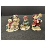 3- 3"ï¿½ Christmas Bears- Making a snowman,