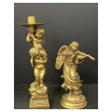 Cherub Angel Figural Candlestick Holder & Figurine