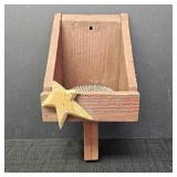 Primitive Folk Art Wooden Wall Pocket Organizer