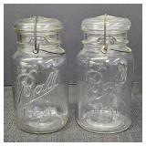 (2) Glass Ball Ideal Canning Jars w/ Lid & Latch
