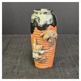Japanese Sumida Gawa Pottery Monkey 6in Vase