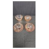 (4) Footed Pink Dep. Sherbert dishes