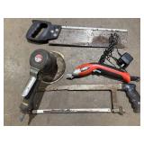 Pneumatic 6in orbital sander, saws, B&D nipper