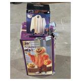 36" Pumpkin Porch Kid & Talking/Animated Ghost