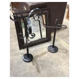 3 antiqued bronze colored items - mirror, towel