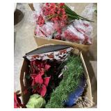 Variety of Christmas decor - artificial flowers,
