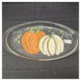Hand Painted Pumpkin Glass Serving Platter