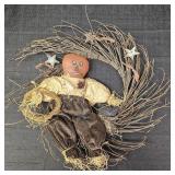 Scarecrow Wreath w/ Stars & Ribbon