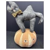 Plush Black Cat & Pumpkin Decoration