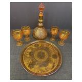 Indiana Glass Amber Cordial Set - Decanter, 4 cups