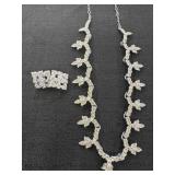 Sarah Coventry Clear Rhinestone Necklace & Clip