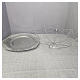 Metal Spiderweb Bowl & Blk Glitter Plate