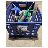 Hand tools, chalk guns, tape in crate