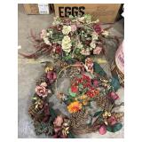 2 artificial floral wreaths & centerpiece,