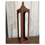 29in tall, open-sided copper-toned metal lantern