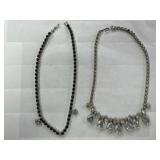 (2) Choker Rhinestone Necklaces- one marked Weiss