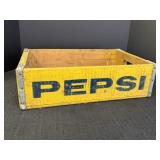 Vtg Pepsi-cola wood soda crate, 18 x 11.5 x 5in