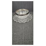Clear glass plate w/ metal rim bowl