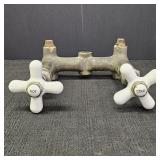 Wall-Mounted Bathtub Faucet w/ Porcelain Handles
