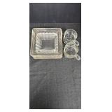 Clear glass 4 plate snack set w/ 2 cups