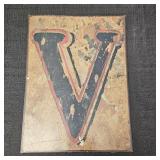 Rustic "V" Hanging Wall Sign 9.5in tall x 7in wide