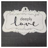White Metal "deeply Love" decorative hanging sign