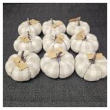 (9) Taupe Plaid Mini Pumpkin Decors