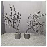(2) Black Velvet Tree Decor w/ Weighted Base