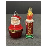EC 5.5" Santa Cupcake & Noel Candle Ornaments