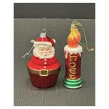 EC 5.5" Santa Cupcake & Noel Candle Ornaments