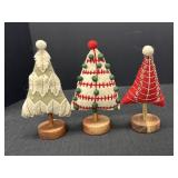 3- 10" Table Top Felt Christmas Trees
