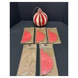 5- 9" Red, Cream, & Glitter Hanging Ornaments