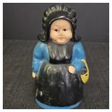 VTG Cast Iron Amish Woman Coin Bank