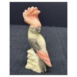 5" hand-carved alabaster cockatoo figurine