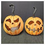 (2) Orange Light Up Jack-O-Latern Decors