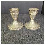 (2) Sterling Mayflower Weighted Candle Holders