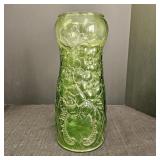 Tiara Lime Green Rose Pattern Glass Vase