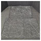 4 Black w/ Spiderweb Placemats & Matching Runner