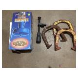 Horse shoes, stain remover & tool clamp