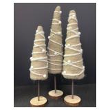 Felted Wool Cone Tree w/ White Garland & Accents