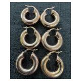 3 pairs 18K Italy Rose Gold over Bronze Hoop